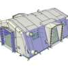 Tenda pneumatica da campo a 4 archi con 4 porte, superficie nominale 42 m²